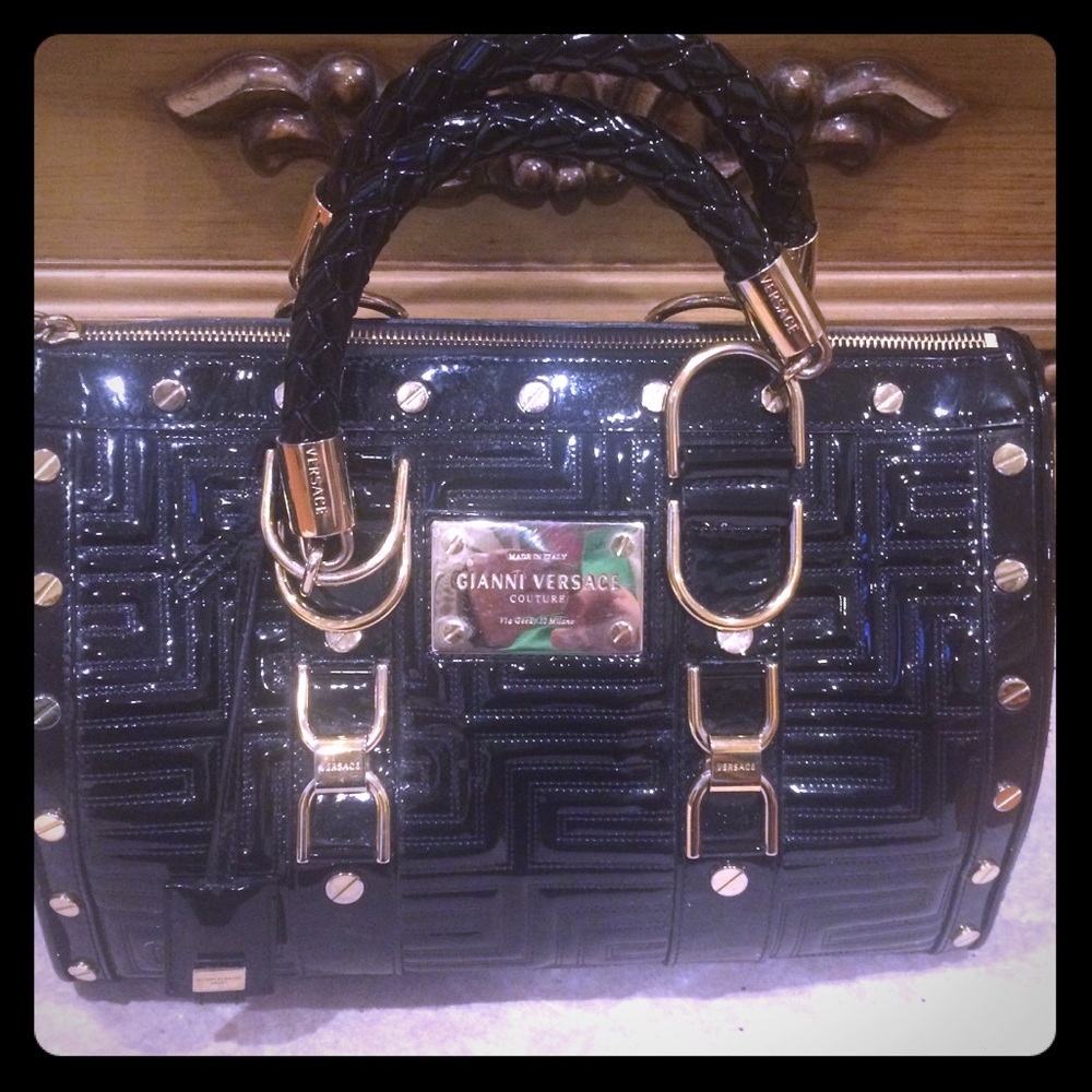 Gianni Versace Patent Madonna Snap Out Of It Bag